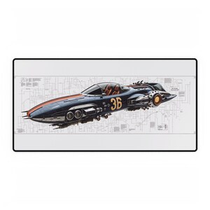 Futuristic Sports Car Desk Mat, Gaming Mouse Pad, Office Decor, Gift for Car Lovers, Cool Gaming Accessories, Unique Desk Organizer