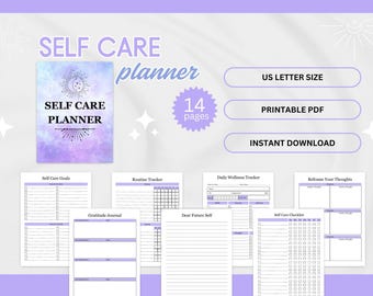 Celestial Printable Self Care Planner, Self Care Journal, Mental Health, Self Care Checklist, Self Love Planner, Instant Download, Wellness