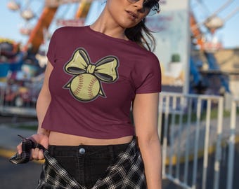 Softball Bow PNG: Women's T-Shirt Sublimation Design (Digital Download)