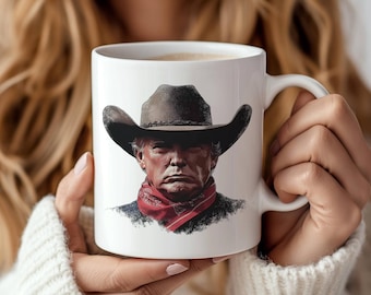 President Trump Mug, Cowboy Outlaw, Funny Republican Gift, Trump Supporter Coffee Cup