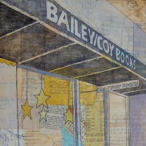 Bailey Coy Books - Independent Bookstore - Capitol Hill I Remember - Fine Art Print of Original Mixed-Media Painting by Janet Nechama Miller