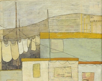 Fine Art Print of Original Encaustic Painting - Janet Nechama Miller: beneath every building lies a history of struggle and resiliency