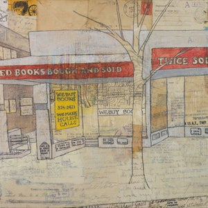 Twice Sold Tales - East John Street - The Capitol Hill I Remember - Fine Art Print of Original Mixed-Media Painting by Janet Nechama Miller