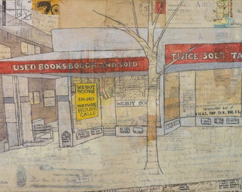 Twice Sold Tales - East John Street - The Capitol Hill I Remember - Fine Art Print of Original Mixed-Media Painting by Janet Nechama Miller