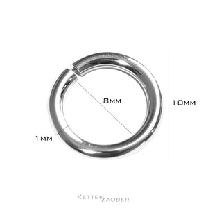 May include: Silver ring with a diameter of 8 mm and a thickness of 1 mm. The ring is 10 mm in height.