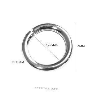 May include: A silver ring with a diameter of 5.6 mm and a thickness of 0.8 mm. The ring is 7 mm in height.