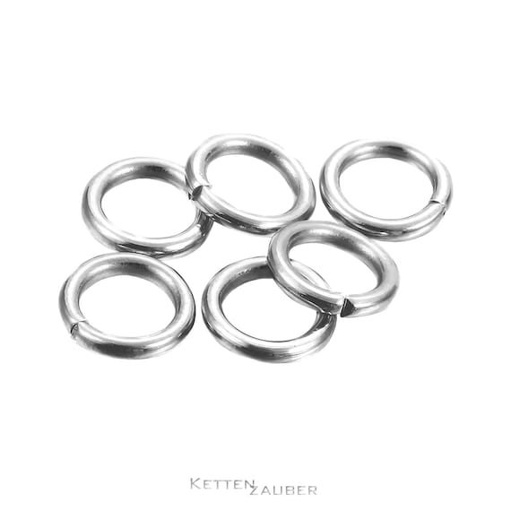 Biegeringe Edelstahl 50stk verschiedene Größen/Durchmesser verfügbar, hochwertiges Schmuckzubehör für DIY-Ketten und Armbänder, rostfrei
