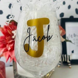 DECAL ONLY Personalised Wine Gin Pint Glasses, Name, Initial, Birthday sticker, Mum, Dad, Friend, Present, Gift, Celebration sticker
