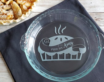 Made with Love from {Your Name}'s Kitchen. Laser Engraved/Etched Pie Plate Bakeware