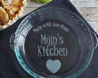 Made with Love from {Your Name}'s Kitchen. Laser Engraved/Etched Pie Plate Bakeware