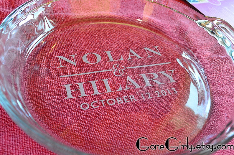 Simple Modern Wedding Engraved Pie Plate Customized With Etsy