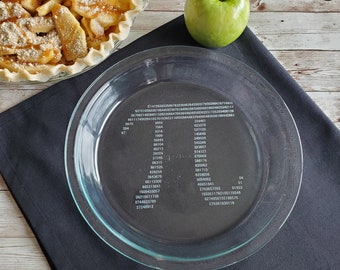 Celebrate Pi Day - March 14 2015- Pi Numbers Filled Pie Plate - 3.14 π Plate