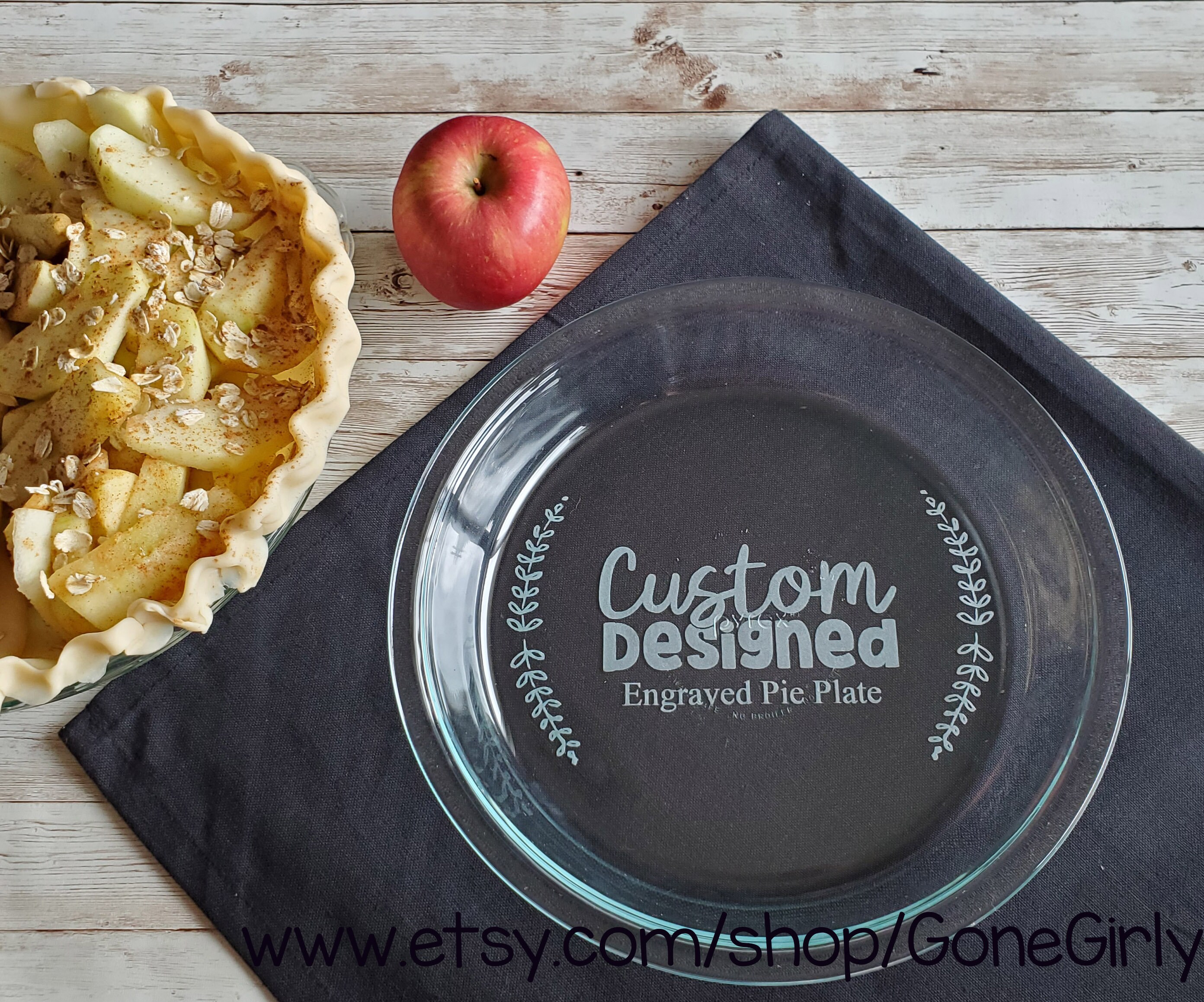 Personalized Engraved Pie Plate Made With Love Personalized