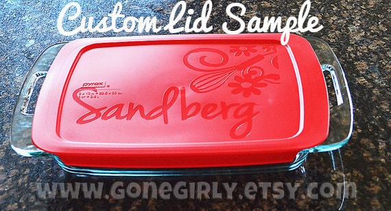 Monogram Square Baking Dish. 8x8 Pyrex Free Lid 