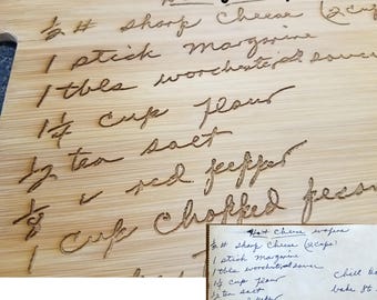 Handwritten Recipe - Turn a Loved One's Art or Favorite Recipe into a Custom Engraved Bamboo Cutting Board