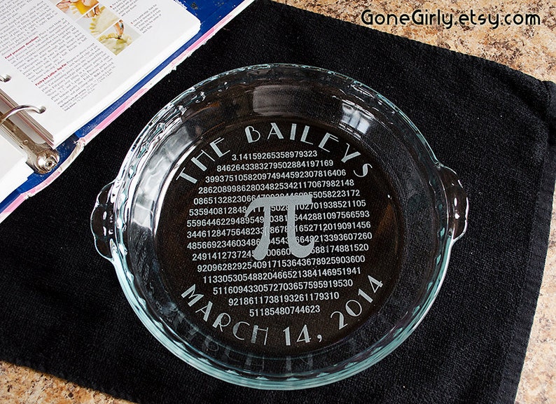 Personalized π Pi Please Pie Plate 3.14 Any Customization Font or Text Great For Pi Day Weddings image 1