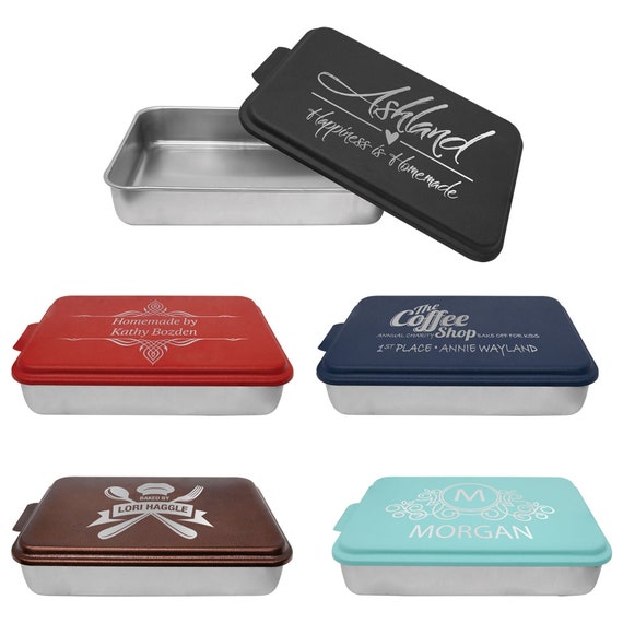 Aluminum Cake Pan With Custom Engraved Lid 9x13 5 Colors to Choose