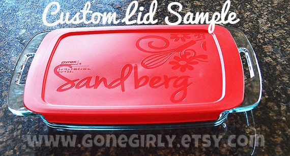 Personalized w your name Pyrex Baking Dish 9x13 with lid Rooster Casserole