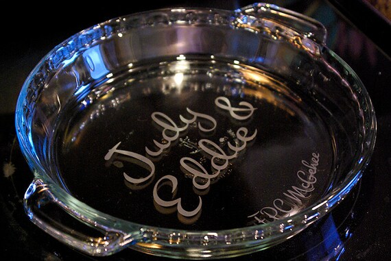 Custom Engraved Pie Plate Couple's Name Wedding Date Basic