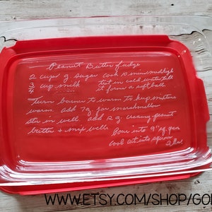 Transform HANDWRITTEN RECIPE into an engraved 7x11 Pyrex Family Favorite for Loved One image 2