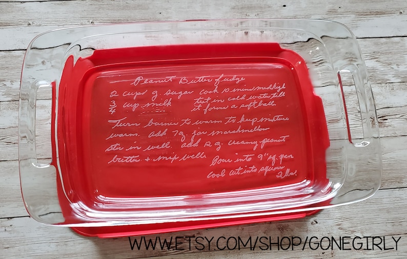 Transform HANDWRITTEN RECIPE into an engraved 7x11 Pyrex Family Favorite for Loved One image 2