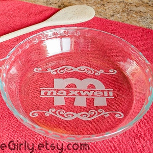 Name Flourish Pie Plate. Custom Engravings. Personalized With Your Name. image 1