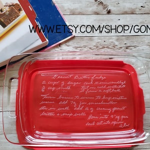 Transform HANDWRITTEN RECIPE into an engraved 7x11 Pyrex Family Favorite for Loved One image 3