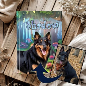 Custom Dog Hardcover Journal with Fantasy Cosmic Forest Painting Theme | Lined Pages | Unique Pet Keepsake | Personalized Pet Gift