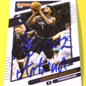 Anthony Edwards Signed Autographed 2021 Panini Donruss NBA Basketball Card with COA(Minnesota Timberwolves) Authentic-Real Signature