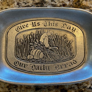 Give us this Day Our Daily Bread Plate RWP USA Pewter Plate Farmhouse Country Decor Thanksgiving LORDS Pray Christian Gift