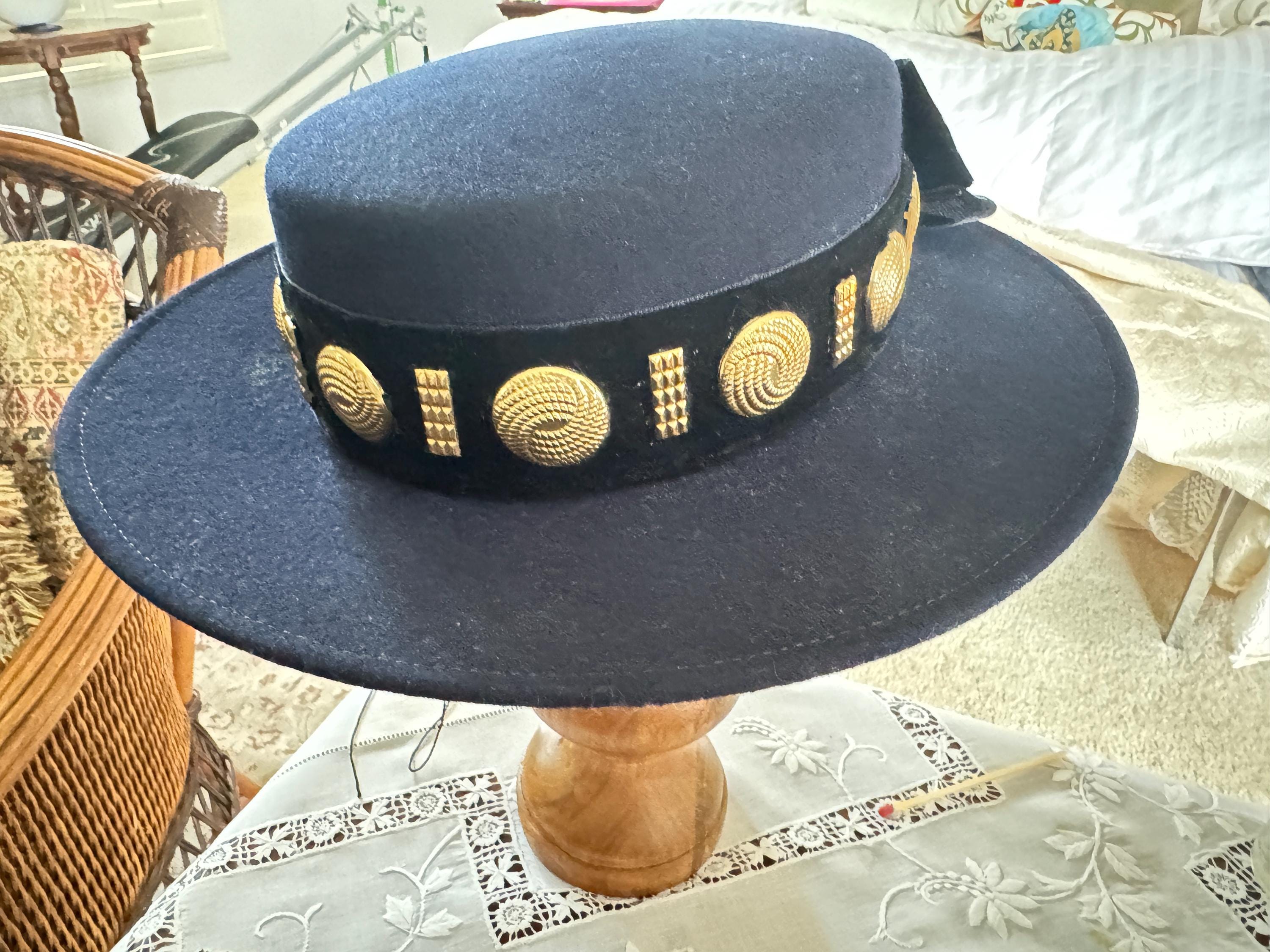 Vintage Elegant wool Yellow Hat with Black mesh from 80’s “Doeskin” brand Black 1980s 100% Wool Vintage Hats for Women for sale | eBay main image 3