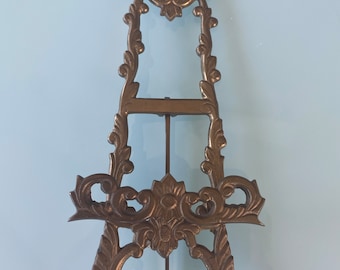 Vintage Ornate Brass Picture Easel Display Plate Stand 10"