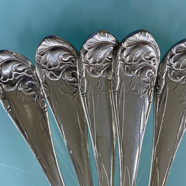 Tablespoon (Serving Spoon) Flower De Luce (Silverplate, 1904) by ONEIDA SILVER 5 Pc.