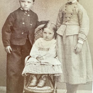 Antique Carte De Viste Photograph Norwegian Children Ancestry Historical, Beautiful dressed c 1840 Victoriana
