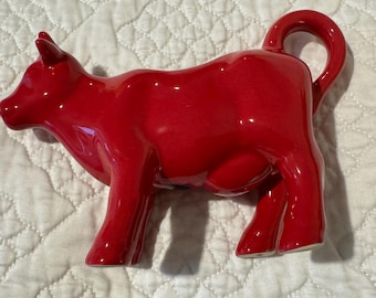 Pot à crème vintage vache rouge en grès Food Network, cadeau Saint-Valentin immaculé