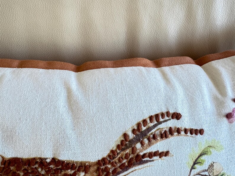 Martha Stewart Matching Pillows Crewel Embroidery, Harvest Decor, with Pheasant 2 pc immagine 5