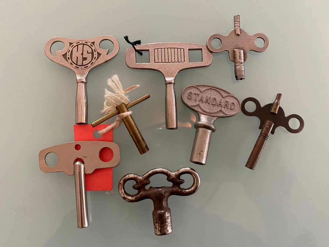 Antique Clock Key Collection Lot 8 Keys Etsy