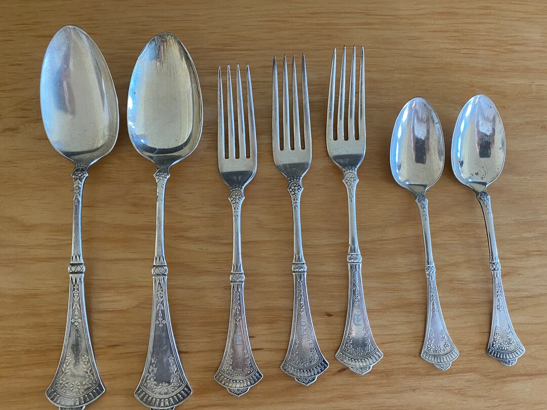 CROWN Pattern SILVERPLATE 1885 RARE Must See Laura Ingalls Wilder 8 Pc