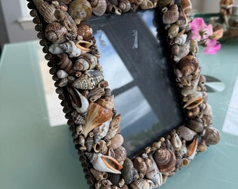 Amazing Vintage Shell Frame, Seashell Picture Frame, Seashell Decor, REAL SHELLS.  Shell Frame, Sea Shell Picture Frame