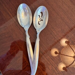 Vintage Flair Pierced Serving Spoon and Serving Spoon Pair, c1956) by INTERNATIONAL SILVER, Silverplate