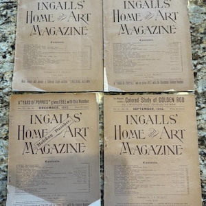 RARE Ingalls Home and Art Magazines  October 1892, November 1892,December 1892, September 1892 4 Pc Enjoy! VICTORIAN