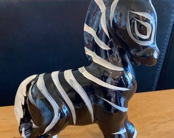 ZEBRA Baby Art Deco Terra Cotta Black with White Stripes Figurine 7.5&quot;