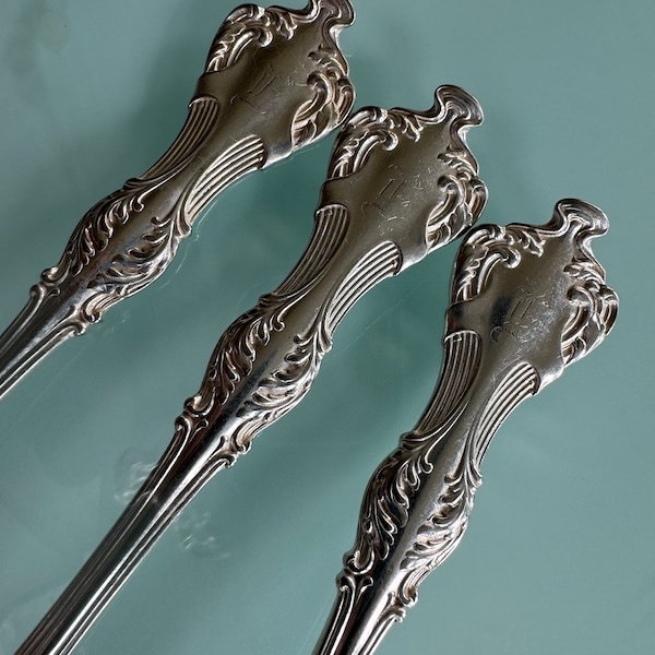 Antique Rogers & Bros A1 XII Crest 1906 3 FORKS 7in Ornate Silverware Silverplated RARE  Lewis  Van Sickle