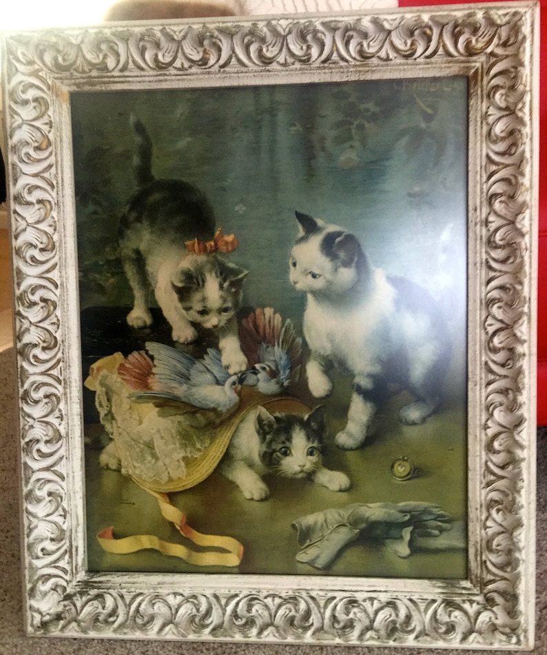 16 x 20 Art Print of Vintage Art Reichert Mischievous Kittens by C