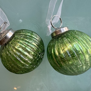 Heavy Mercury Glass Ornament, Set of 2 Green Holiday Decor