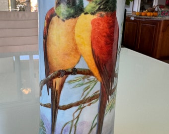 Bernardaud  Co. (B&Co.) Limoges Tropical Bird Design Vase  Hand Painted  10" Tall  RARE