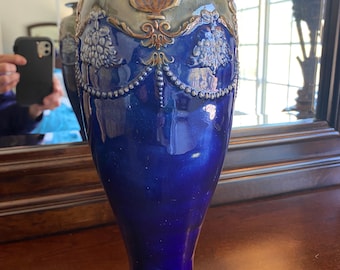 Vase victorien de Royal Doulton Vase en poterie de style Art nouveau, Lambeth : Angleterre bleu royal MEILLEUR PRIX grâce à 71 % de réduction