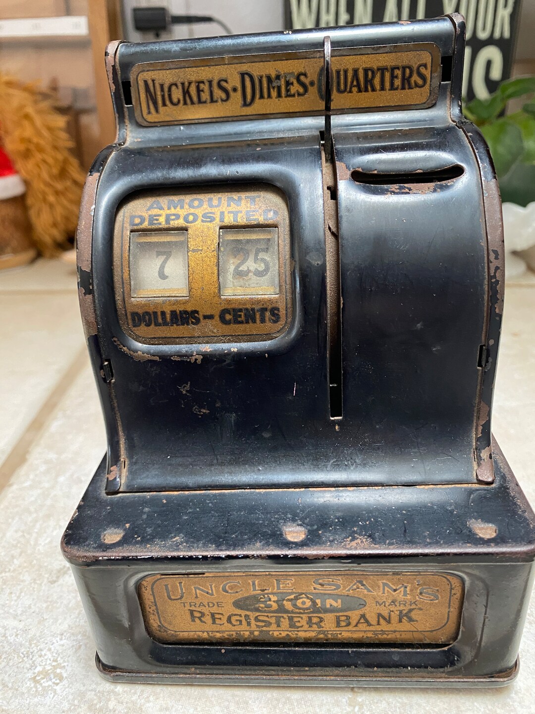Antique 1935 Uncle Sams 3 Coin Register Bank Durable Toy & Novelty Corp USA Working RARE Etsy
