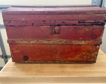 Victorian Childs Doll Trunk Primitive Antique RUSTIC as found