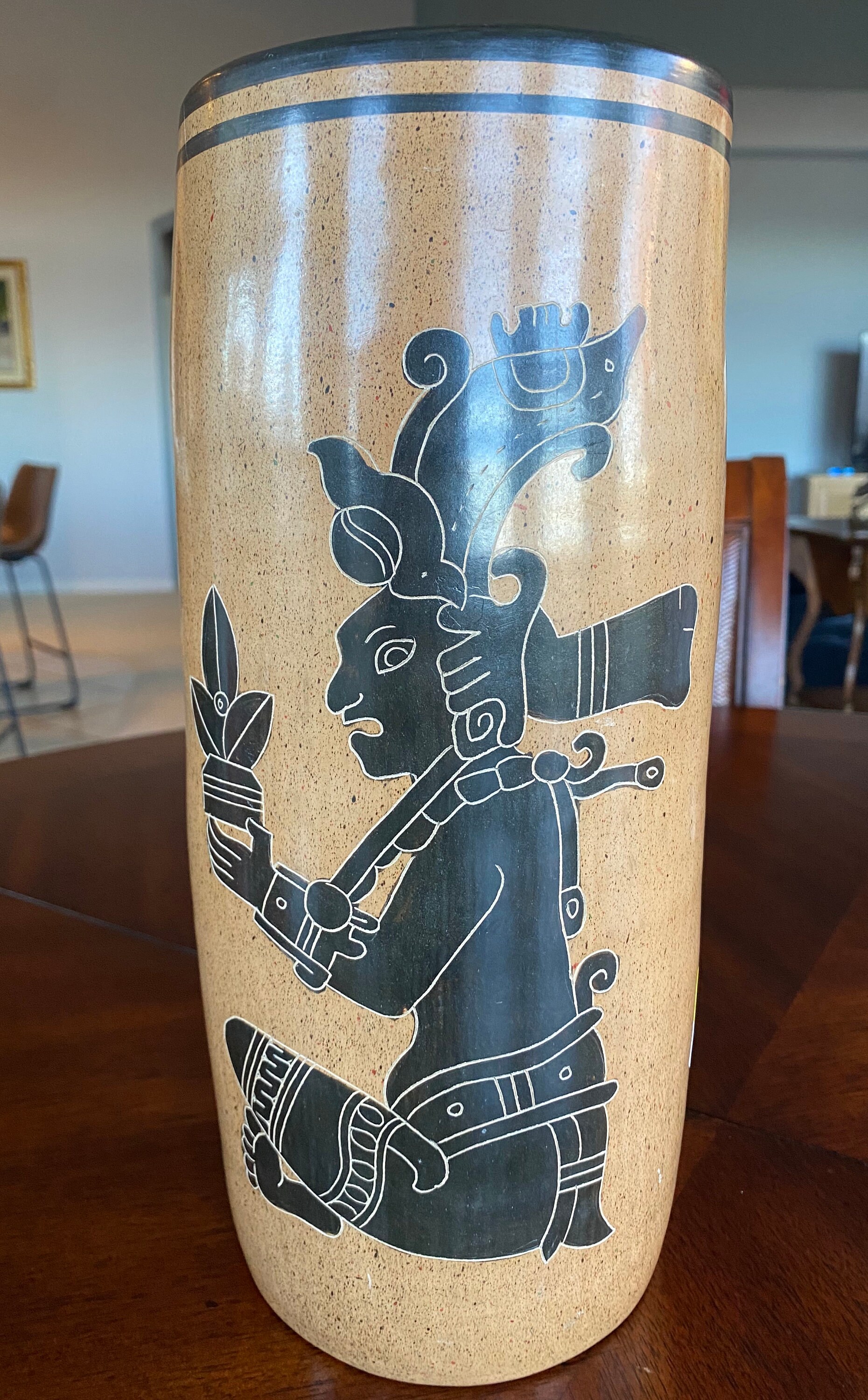 Vintage Warrior Vase South American Pottery Dauils & Yeouary Galley